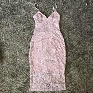 pink lace midi dress